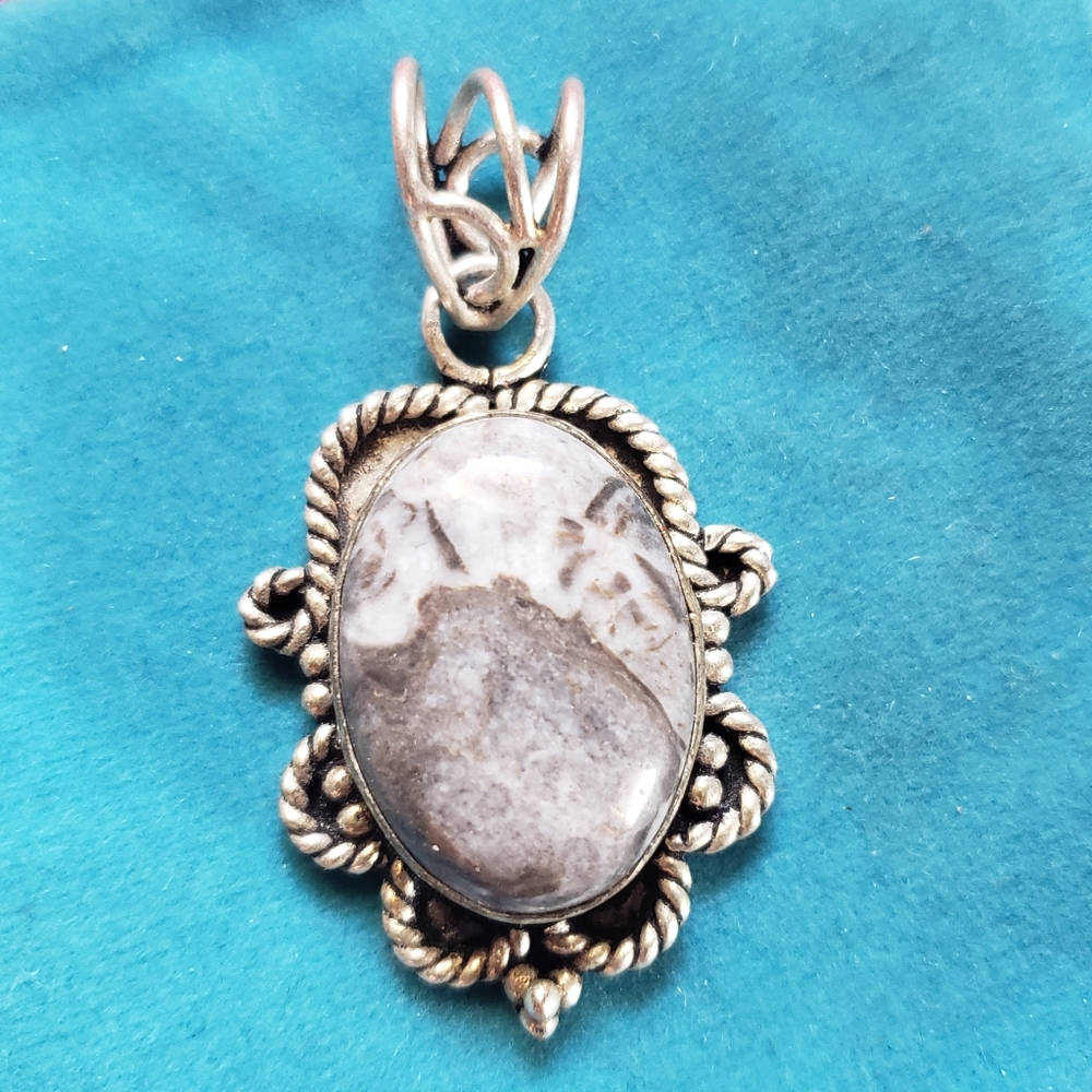 Grey agate or jasper pendant